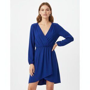 *Eclipse Blue Deep V Neck Mini Dress